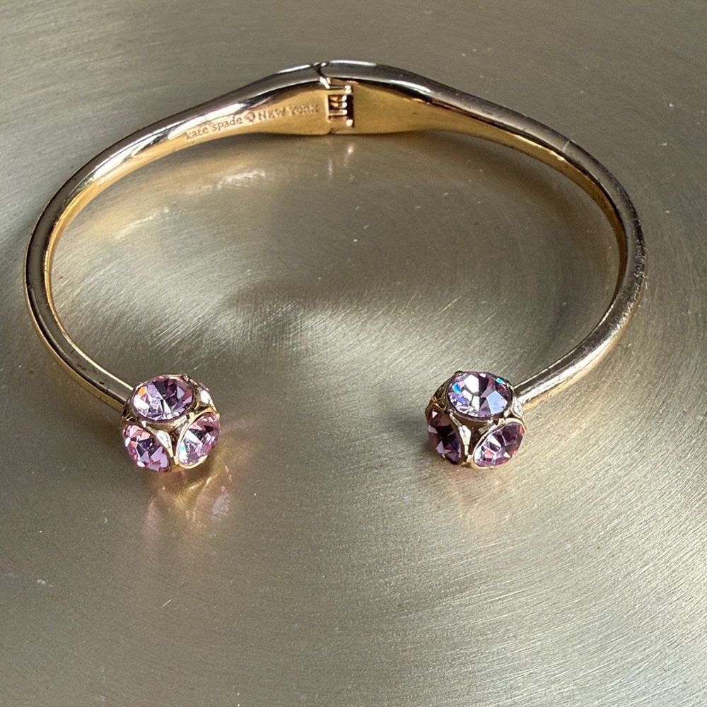 Kate Spade Lady Marmalade Pink Crystal & Gold Cuff Bracelet